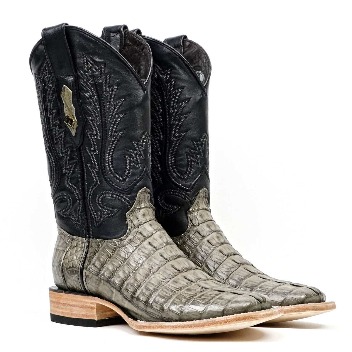 Rhodes Caiman Tail Boots - Gray - Square Toe - Gomez Western Wear