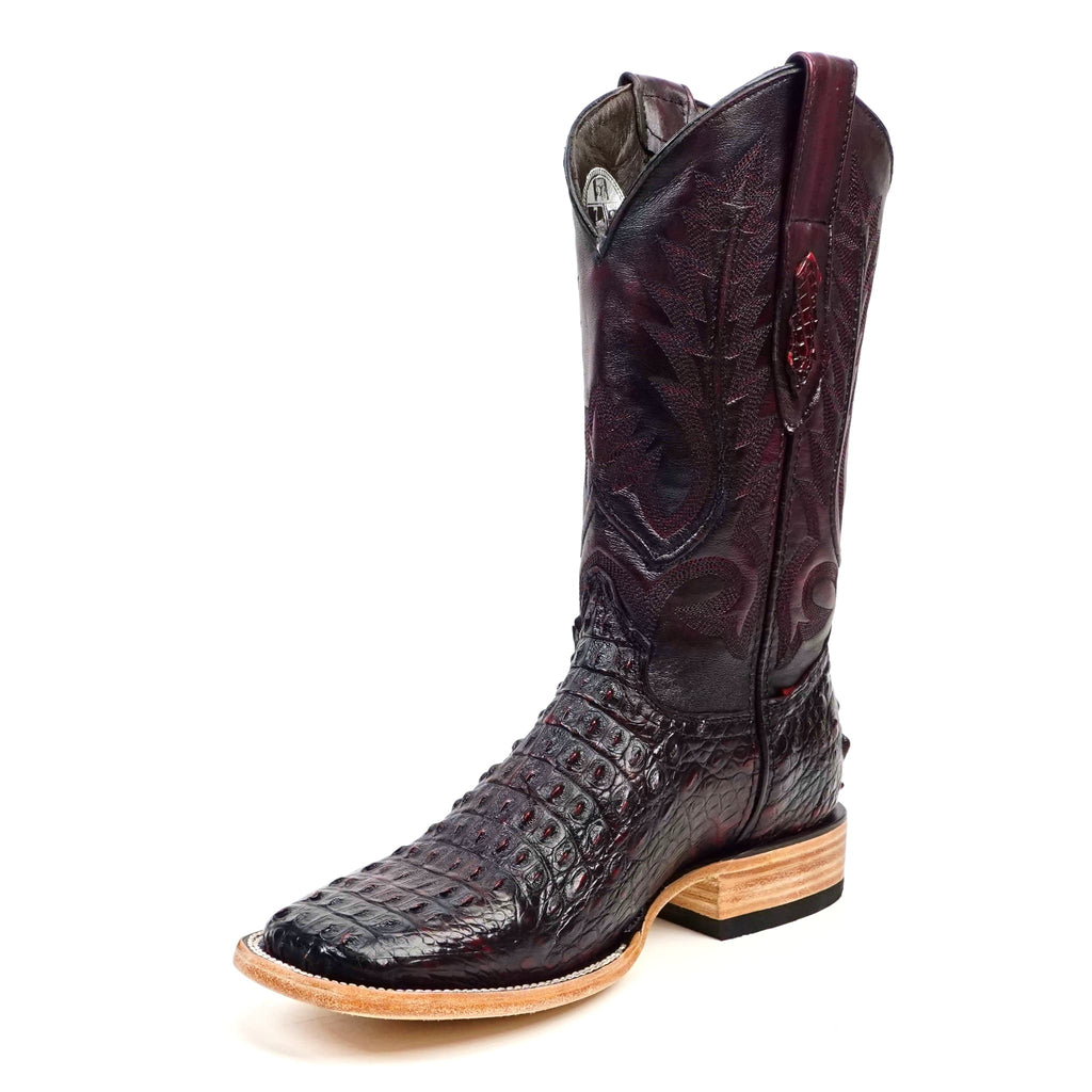 Rhodes Nile Crocodile Hornback Boots - Black Cherry - Square Toe (LM10) - Gomez Western Wear