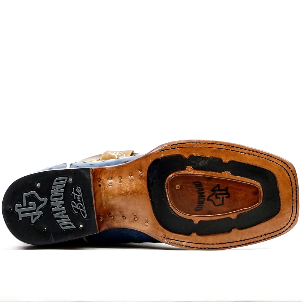 Ridge Ostrich Boots - Blue - Square Toe - Gomez Western Wear