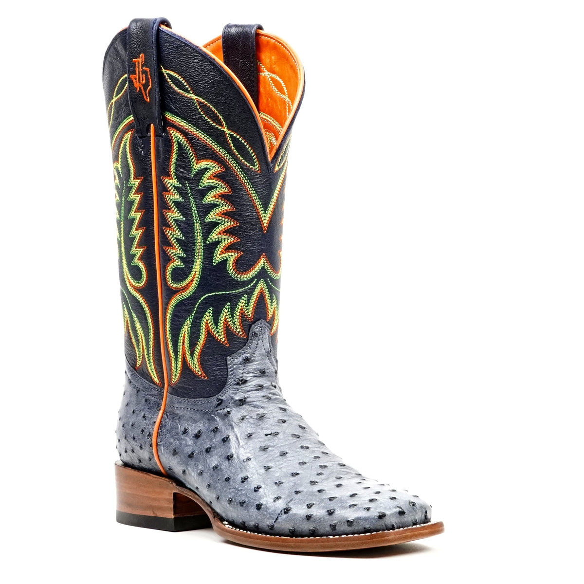 Ridge Ostrich Boots - Safari Blue - Square Toe - Gomez Western Wear