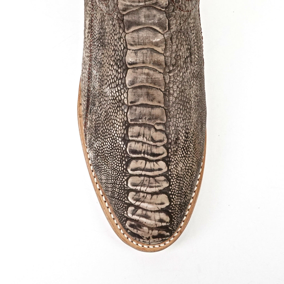 Ridge Ostrich Leg Boots - Rustic Brown - Roper Toe - Gomez Western Wear