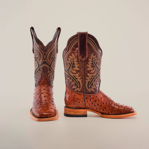 Karoo Ostrich Print Chocolate Square Toe / Youth