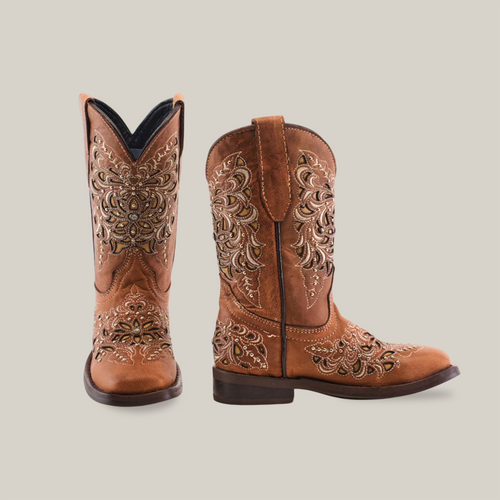 Kiara Studs Fawn - Square Toe - Kids Boots