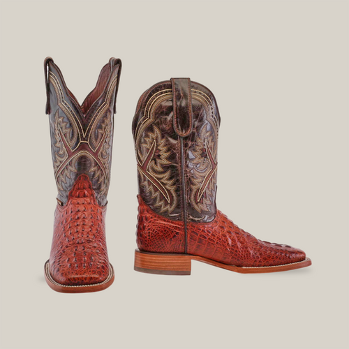Caiman Hornback Print - Cognac - Square Toe Boots