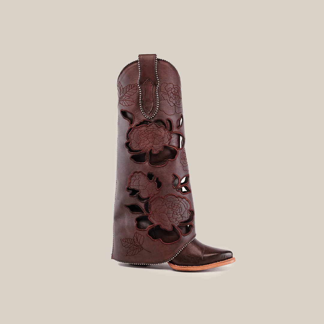 Roma Flowers Tall Shaft Chocolate - J Toe - Gomez Western Wear