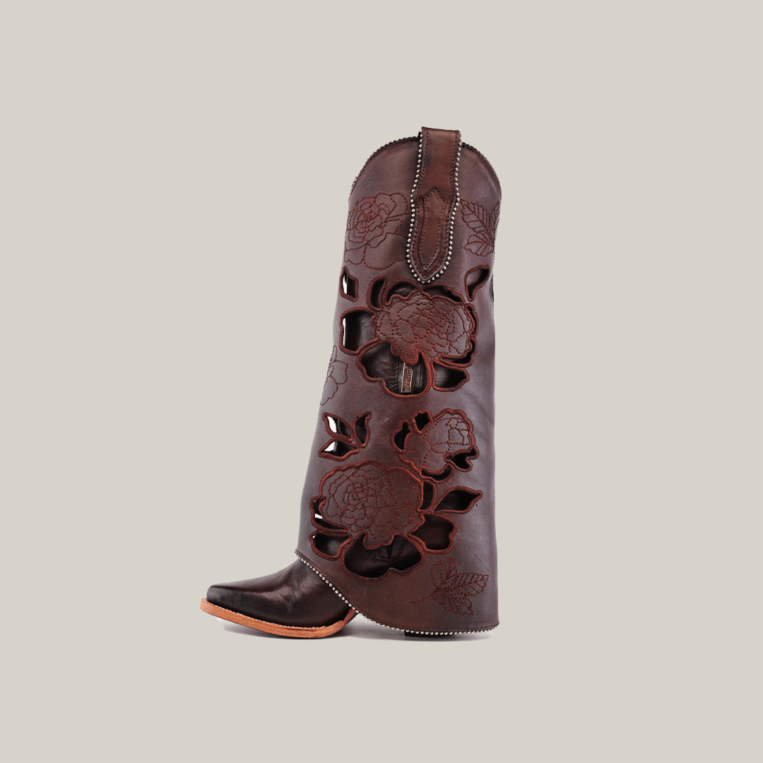 Roma Flowers Tall Shaft Chocolate - J Toe - Gomez Western Wear