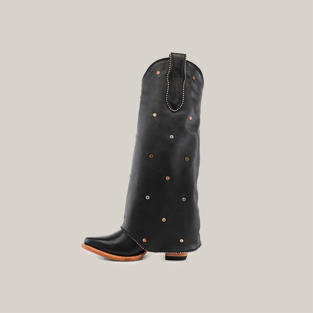 Roma Rainbow Crystals Tall Shaft Black - J Toe - Gomez Western Wear