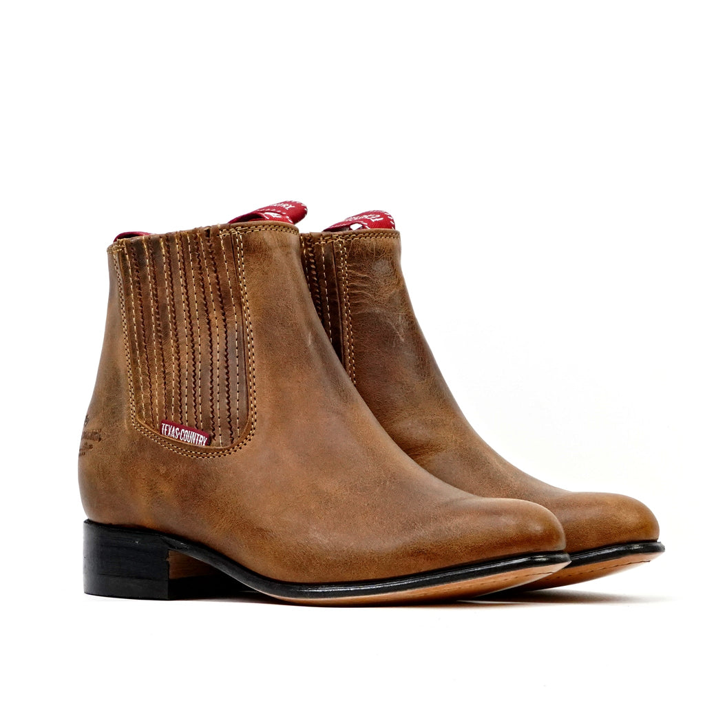 Rustic Honey Ankle Boots - Round Toe (E500) - Gomez Western Wear