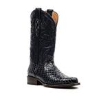 Snake Black Cowboy Boots - Embossed Leather - Roper Toe (E952) - Gomez Western Wear