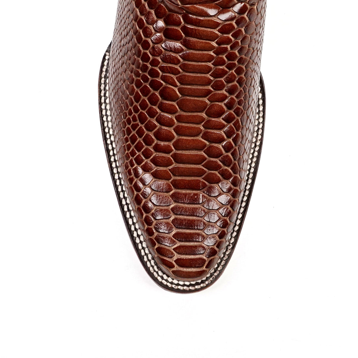 Snake Cognac Boots - Embossed Leather - Round Toe (E953) - Gomez Western Wear