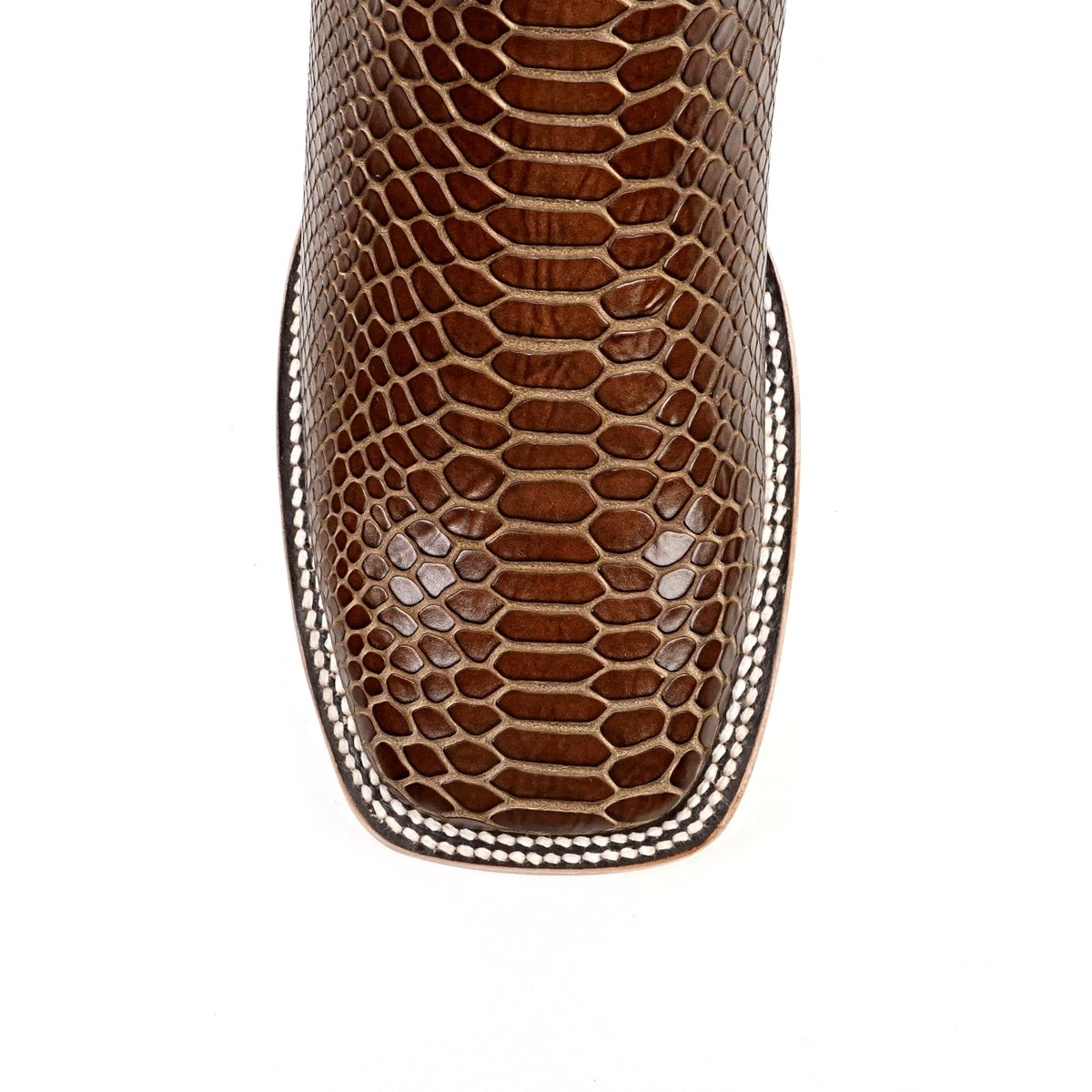 Snake Cowboy Boots - Brown Embossed Leather - Square Toe (E948) - Gomez Western Wear