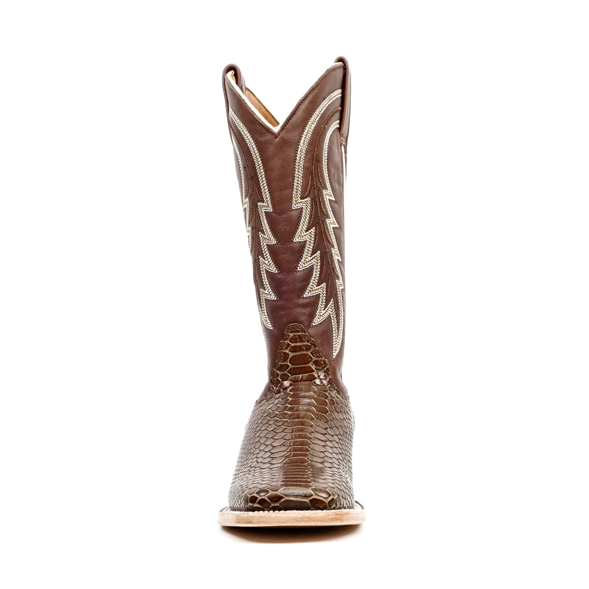 Snake Cowboy Boots - Brown Embossed Leather - Square Toe (E948) - Gomez Western Wear