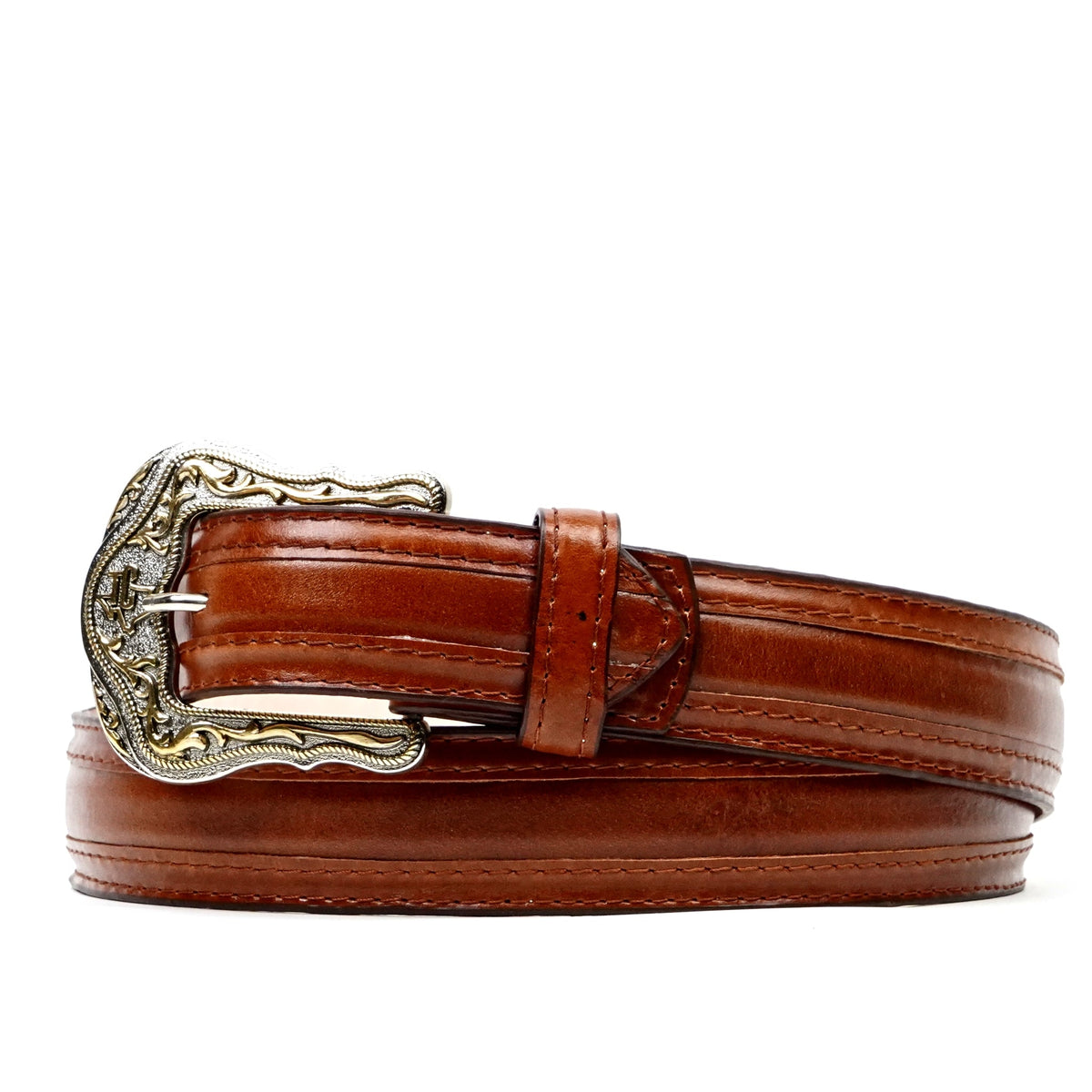 Solid Cognac Leather Belt (C-V4601) - Gomez Western Wear