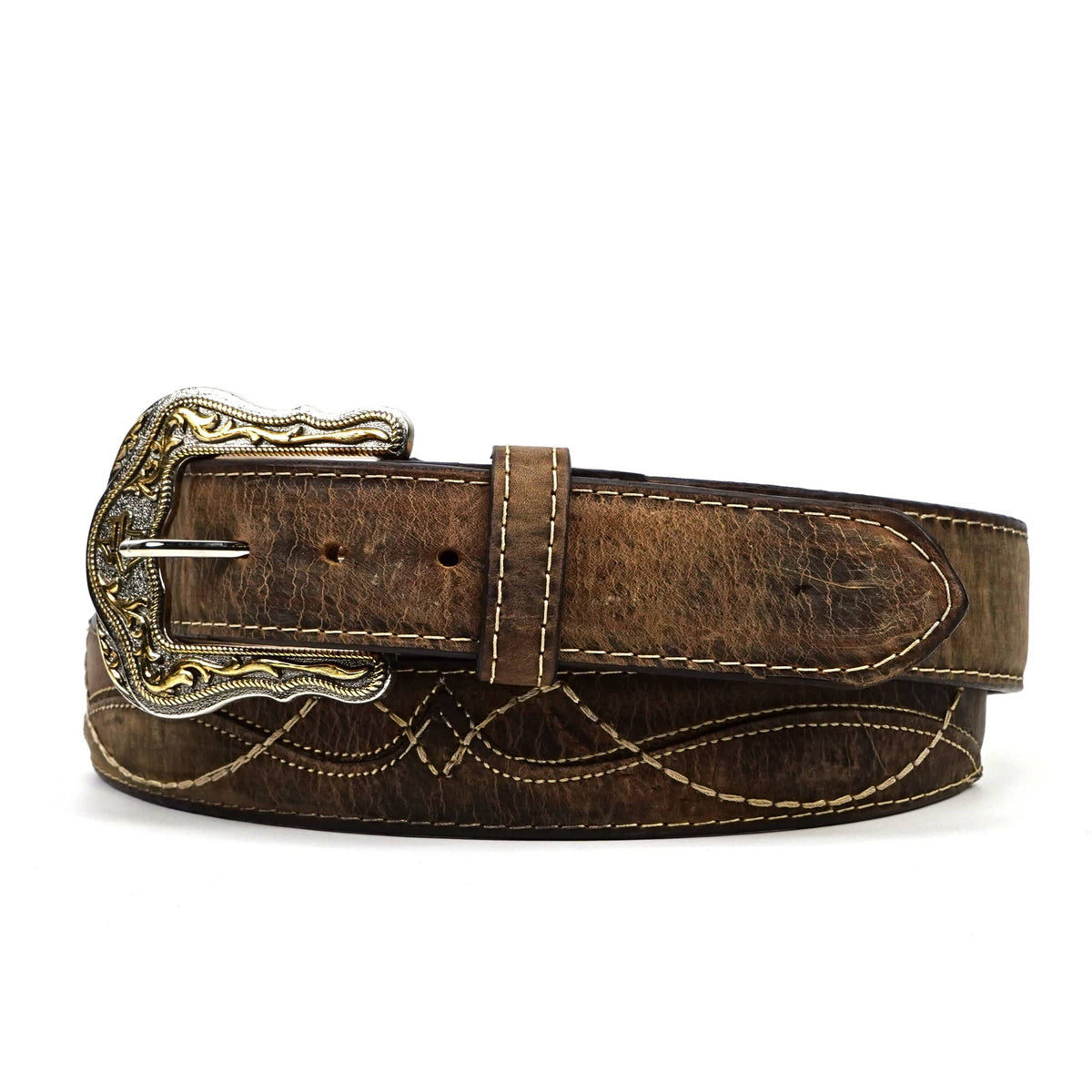 Stitched Cowhide Belt - Azkar Tan (C-V4301) - Gomez Western Wear
