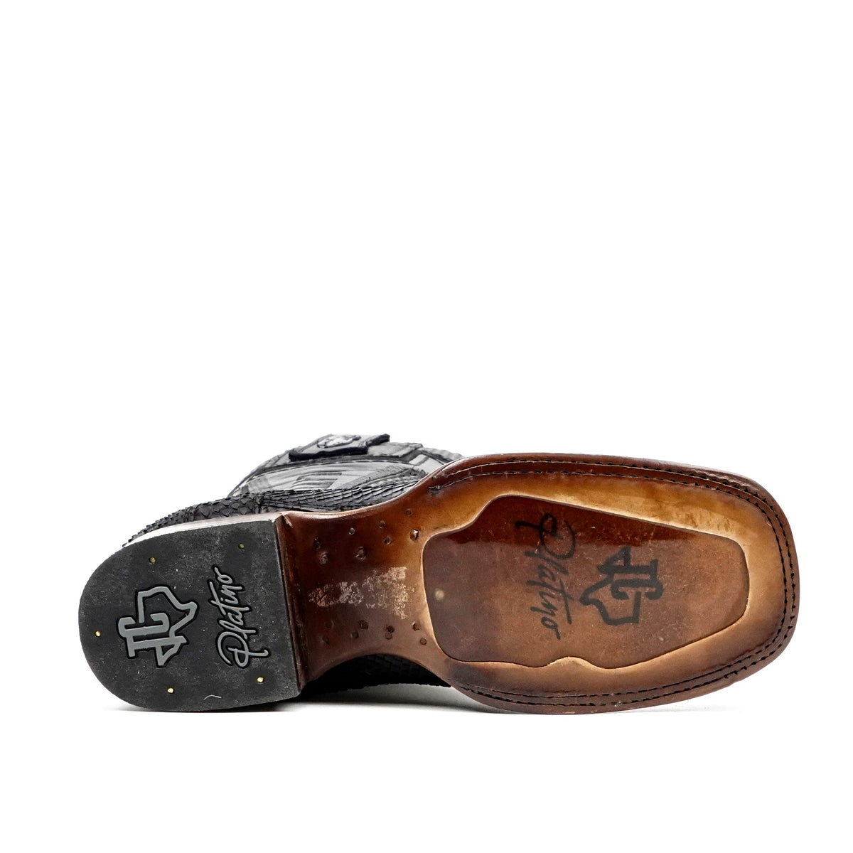 Tanner Platinum Python Boots - Matte Black - Square Toe - Gomez Western Wear