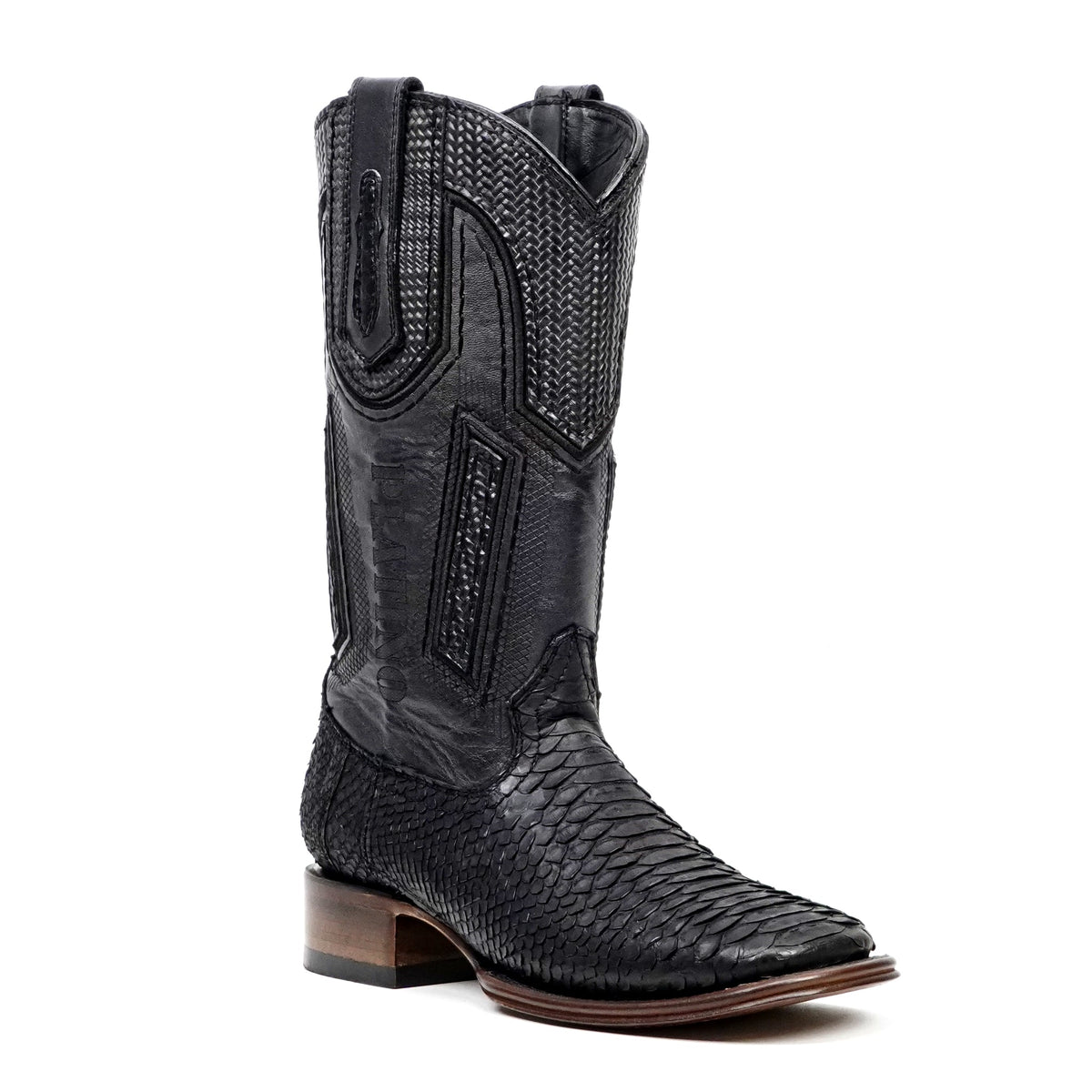 Tanner Platinum Python Boots - Matte Black - Square Toe - Gomez Western Wear