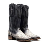 Tanner Platinum Python Boots - Natural - Square Toe - Gomez Western Wear