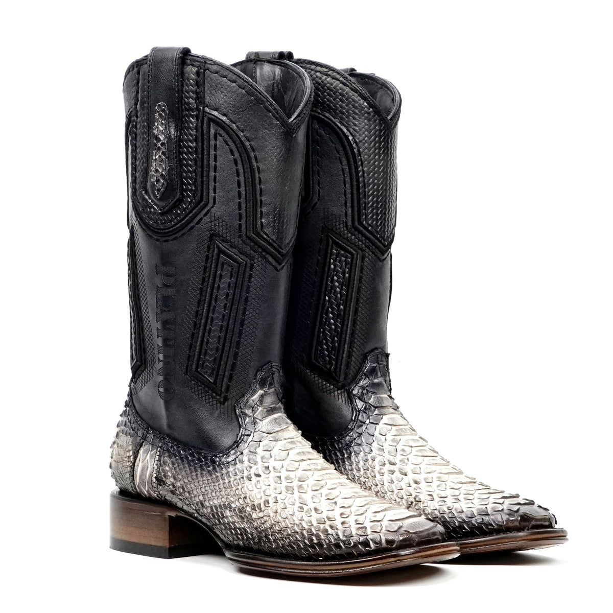 Tanner Platinum Python Boots - Natural - Square Toe - Gomez Western Wear