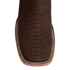 Tanner Python Boots - Matte Brown - Square Toe (PN30) - Gomez Western Wear