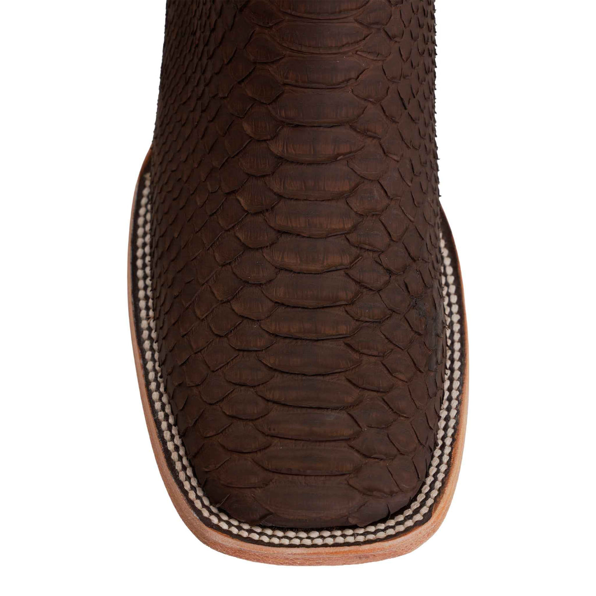 Tanner Python Boots - Matte Brown - Square Toe (PN30) - Gomez Western Wear
