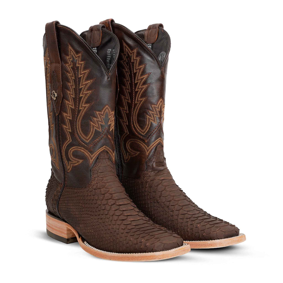 Tanner Python Boots - Matte Brown - Square Toe (PN30) - Gomez Western Wear