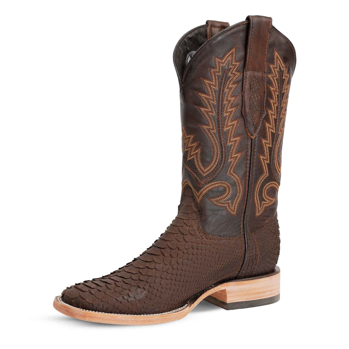 Tanner Python Boots - Matte Brown - Square Toe (PN30) - Gomez Western Wear