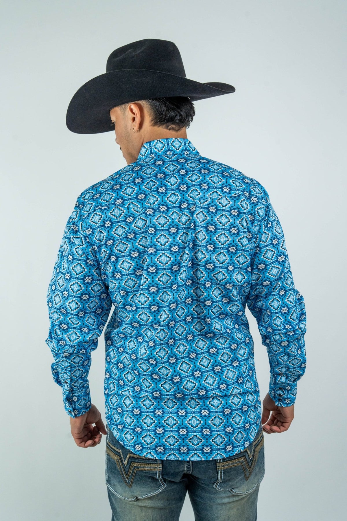 Texas Country - Blue Aztec Pearl Snap Long Sleeve Shirt (PS100L/T #173) - Gomez Western Wear