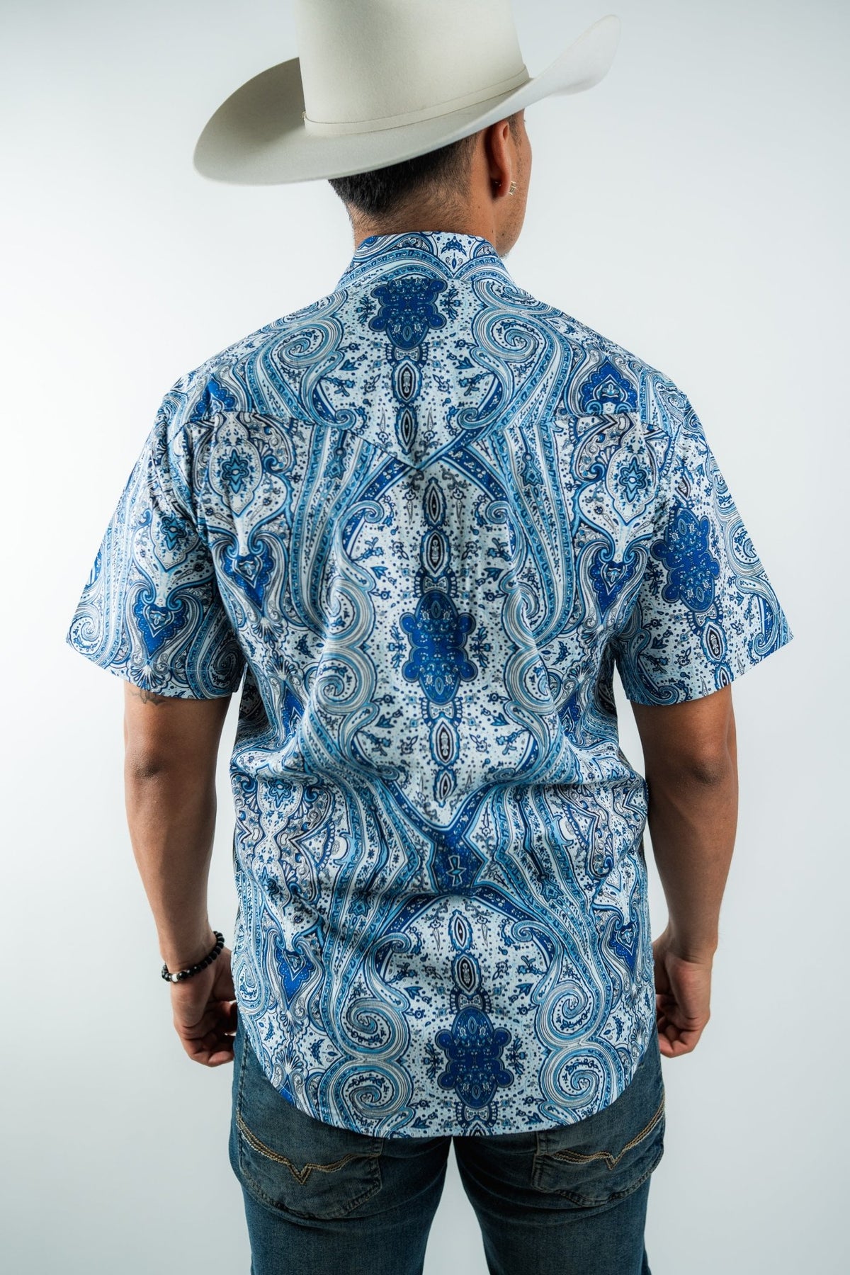 Texas Country - Blue Floral Pearl Snap Short Sleeve Shirt (PS100S/T #1111) - Gomez Western Wear