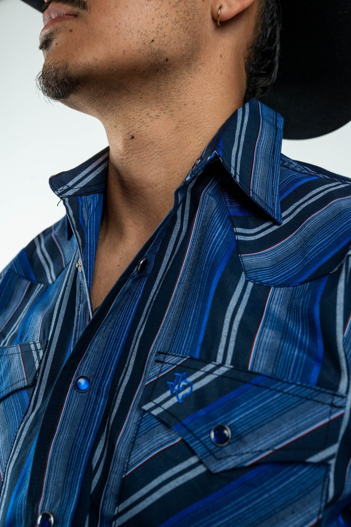 Texas Country - Blue Western Stripes Pearl Snap Long Sleeve Shirt (PS700L/T #7001) - Gomez Western Wear