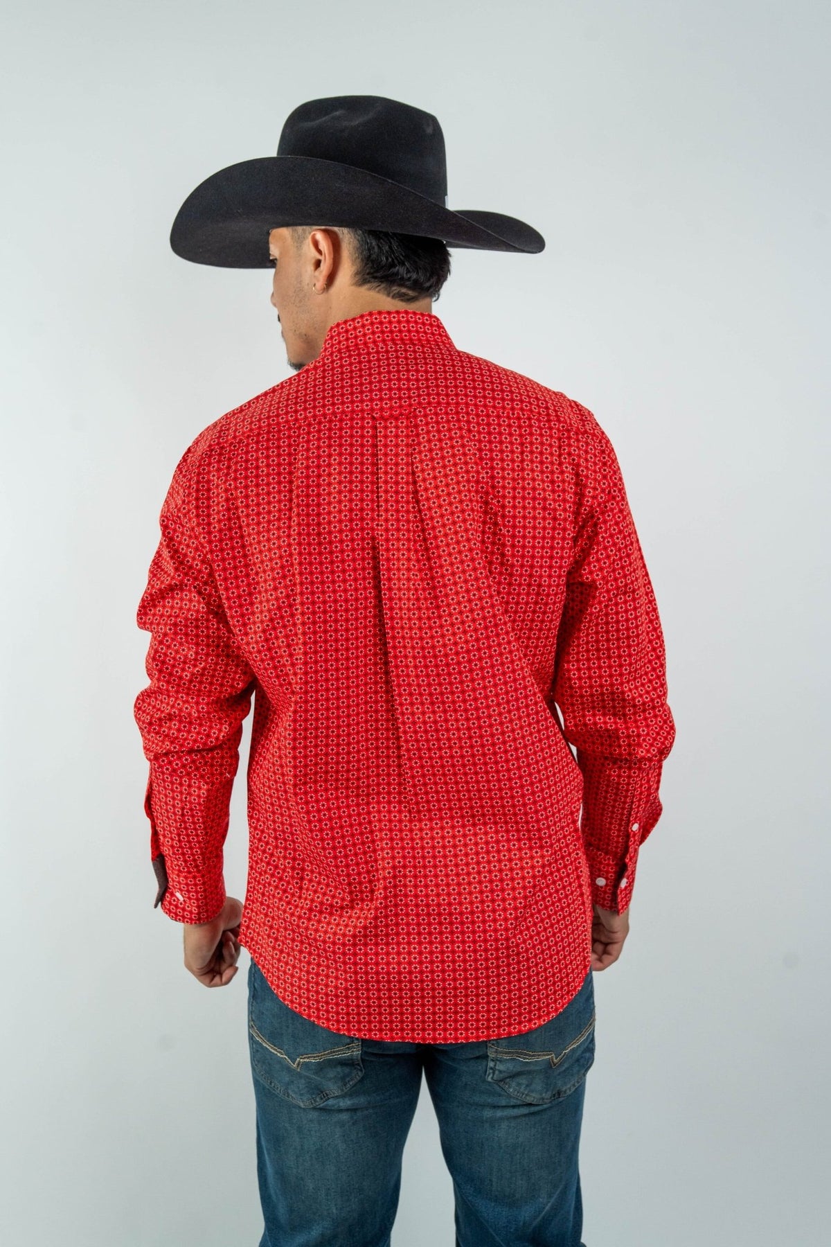 Texas Country - Red Flower Petals Button-Down Long Sleeve Shirt (MOD1086) - Gomez Western Wear