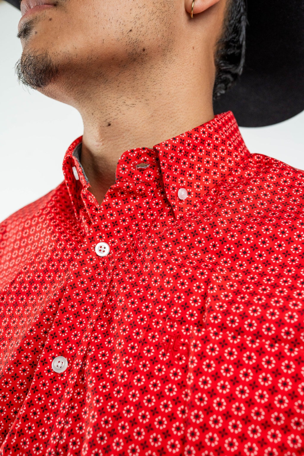 Texas Country - Red Flower Petals Button-Down Long Sleeve Shirt (MOD1086) - Gomez Western Wear