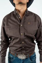 Texas Country - Solid Brown Button-Down Long-Sleeve Shirt (AC110L/T) - Gomez Western Wear