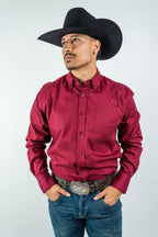 Texas Country - Solid Burgundy Button-Down Long-Sleeve Shirt (AC110L/T) - Gomez Western Wear
