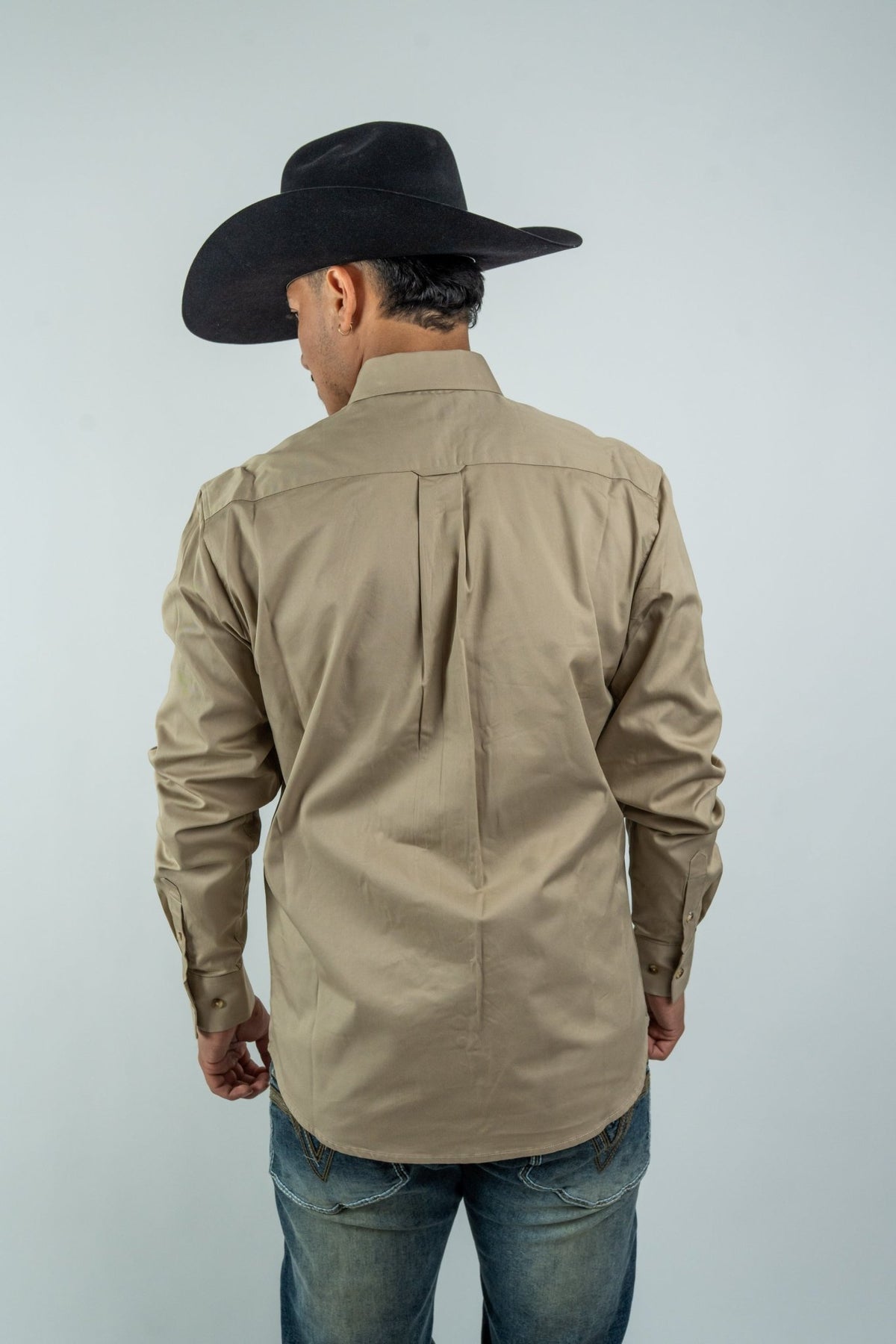 Texas Country - Solid Khaki Button-Down Long-Sleeve Shirt (AC110L/T) - Gomez Western Wear