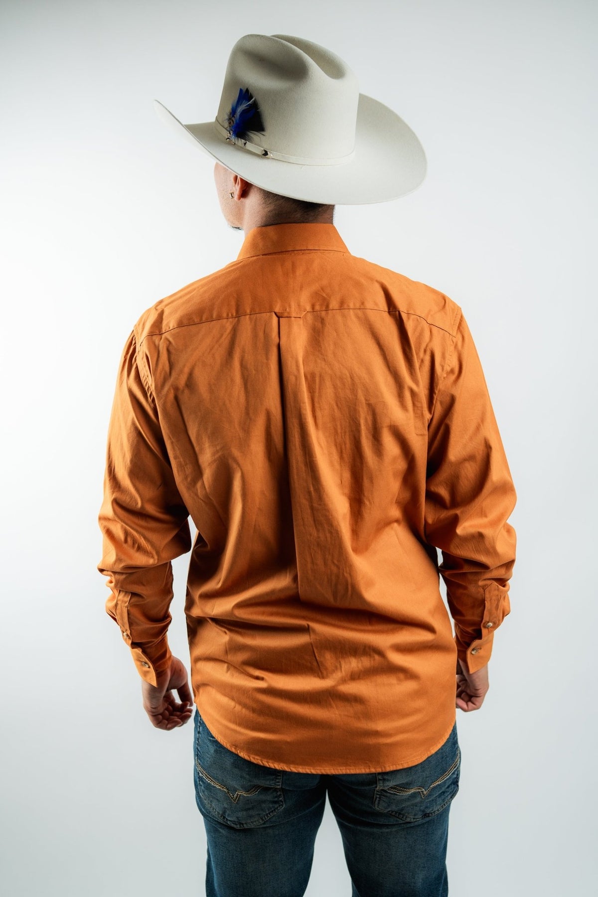 Texas Country - Solid Orange Button-Down Long Sleeve Shirt (AC110L/T) - Gomez Western Wear