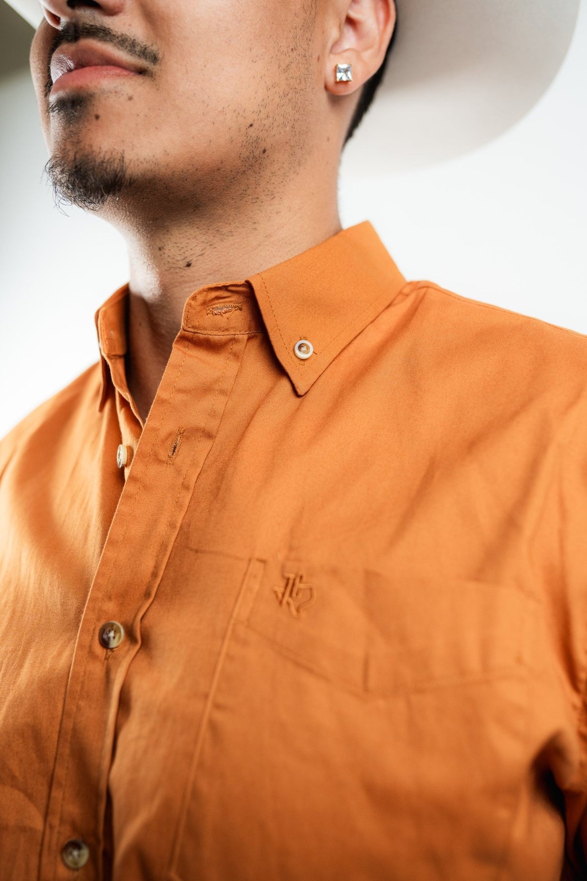 Texas Country - Solid Orange Button-Down Long Sleeve Shirt (AC110L/T) - Gomez Western Wear