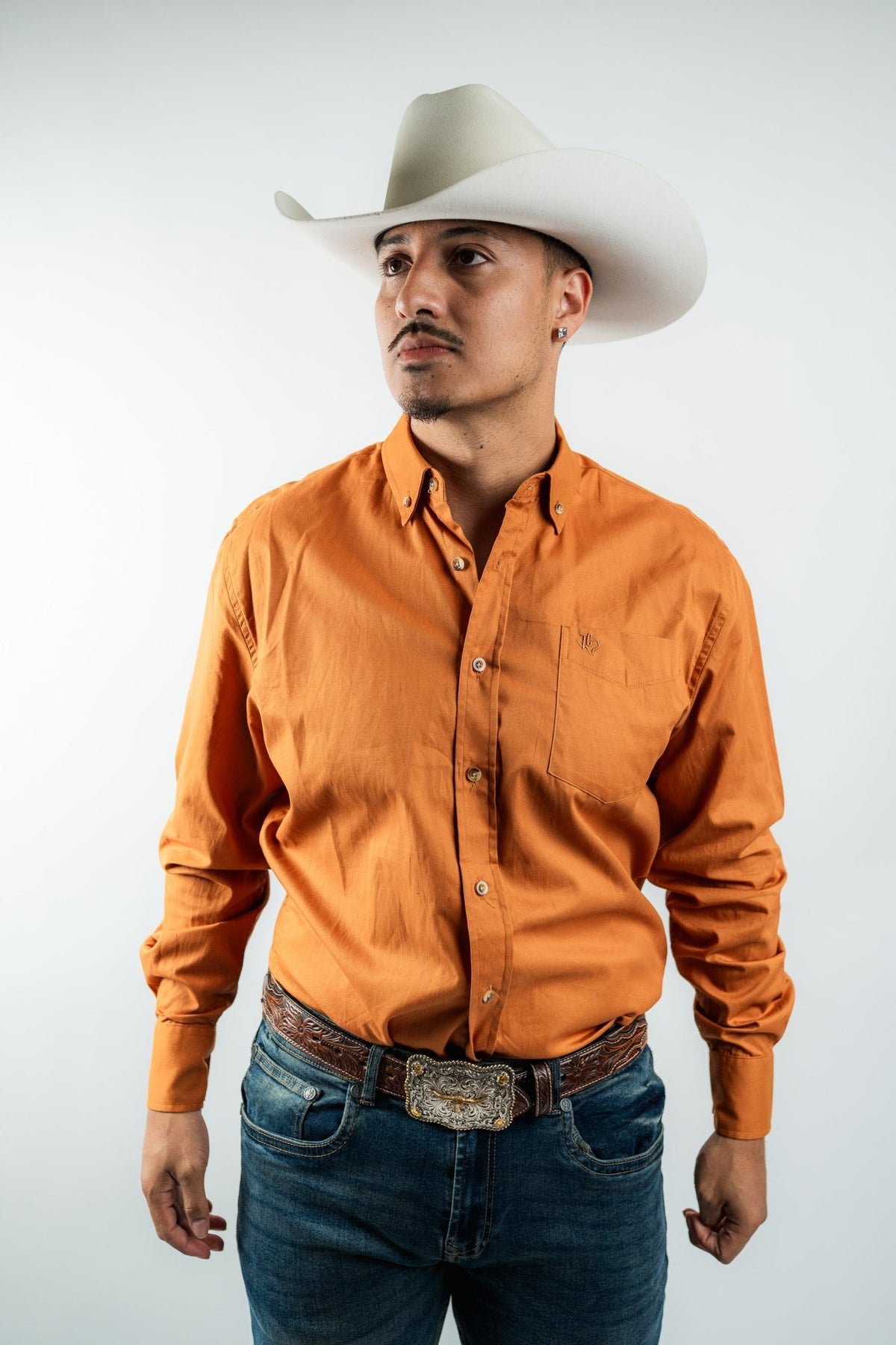 Texas Country - Solid Orange Button-Down Long Sleeve Shirt (AC110L/T) - Gomez Western Wear