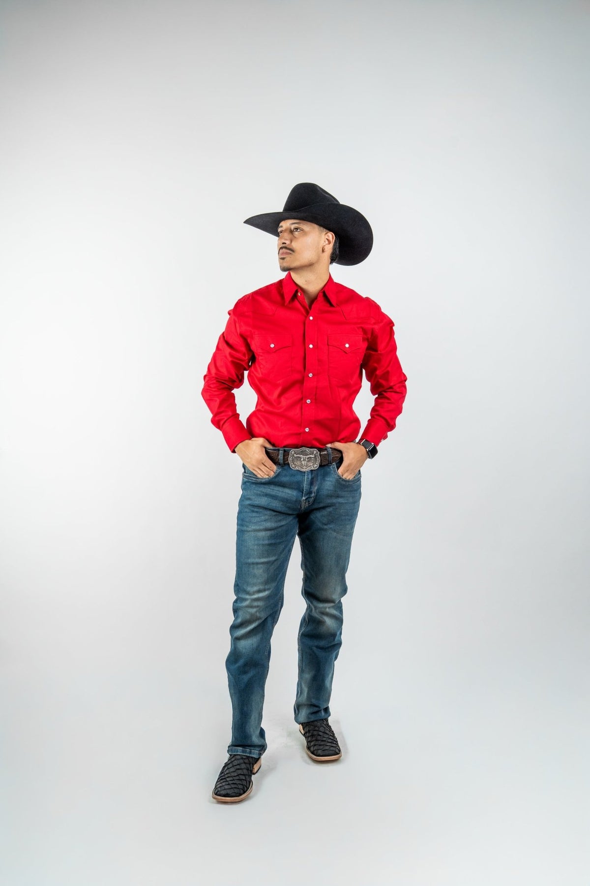 Texas Country - Solid Red Pearl Snap Long-Sleeve Shirt (AC108L/T) - Gomez Western Wear