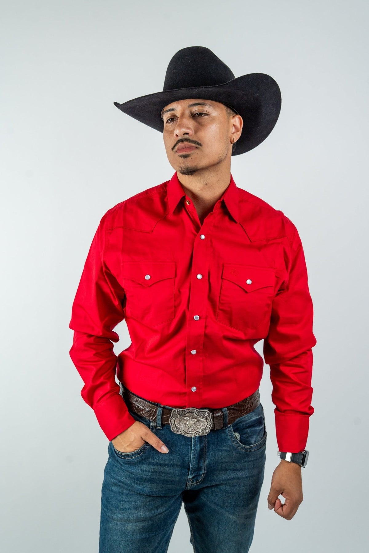 Texas Country - Solid Red Pearl Snap Long-Sleeve Shirt (AC108L/T) - Gomez Western Wear