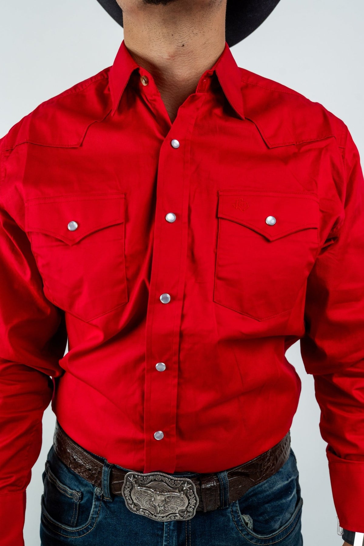 Texas Country - Solid Red Pearl Snap Long-Sleeve Shirt (AC108L/T) - Gomez Western Wear