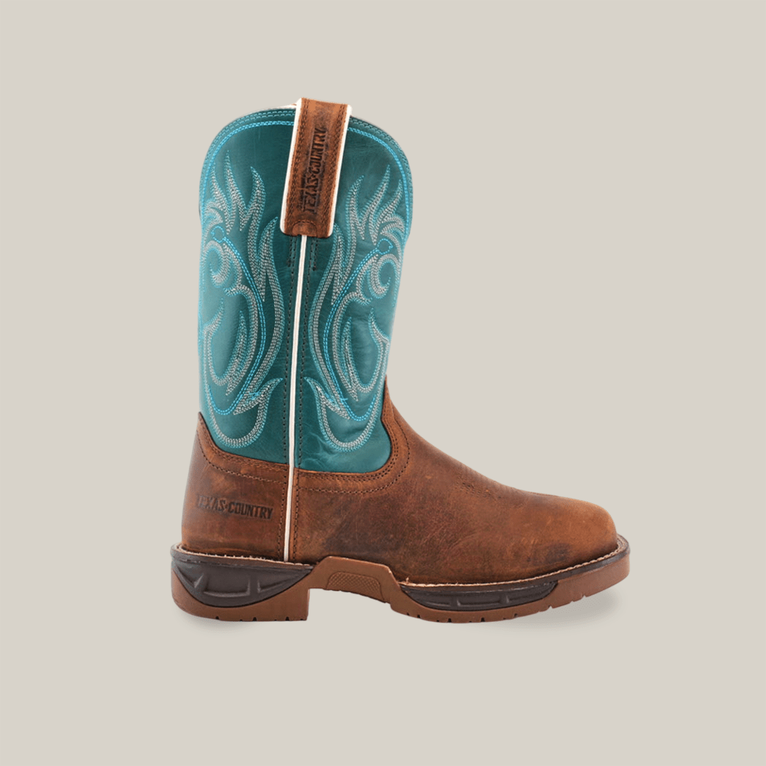 Texas Country - Turquoise Brown Work Boots - Soft Toe (241444) - Gomez Western Wear