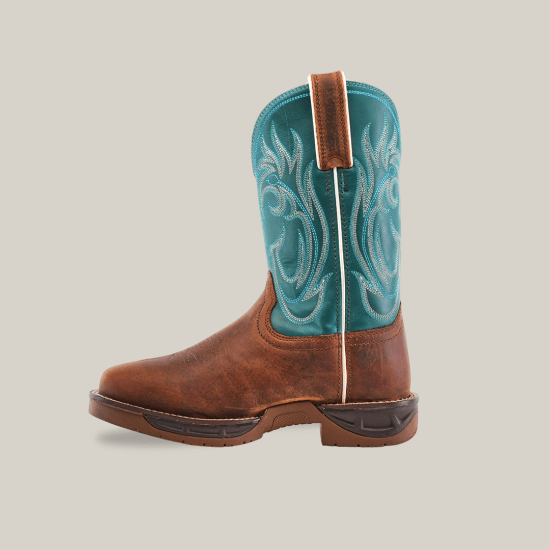 Texas Country - Turquoise Brown Work Boots - Soft Toe (241444) - Gomez Western Wear