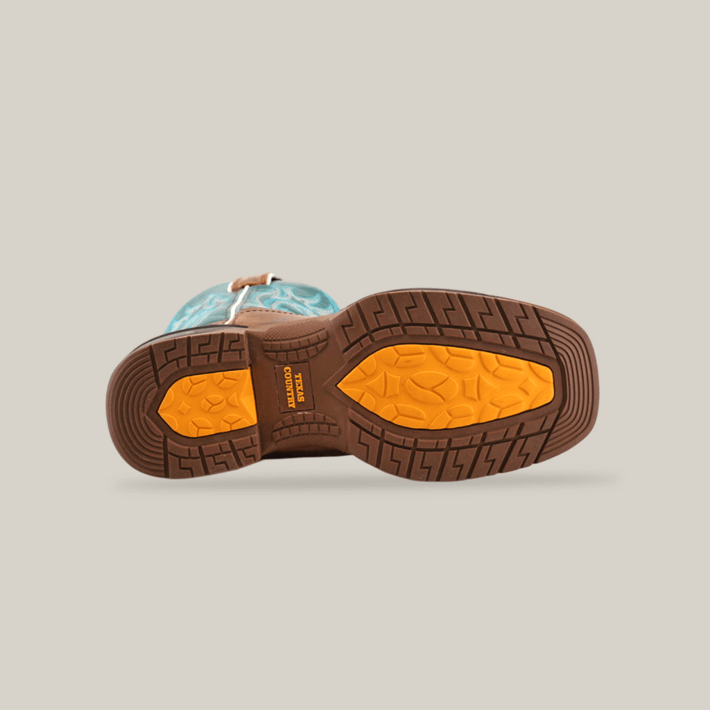 Texas Country - Turquoise Brown Work Boots - Soft Toe (241444) - Gomez Western Wear