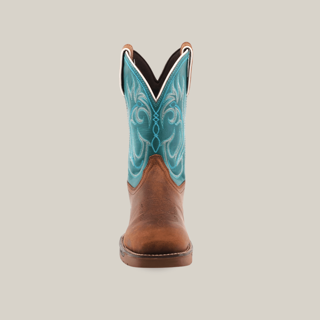 Texas Country - Turquoise Brown Work Boots - Soft Toe (241444) - Gomez Western Wear