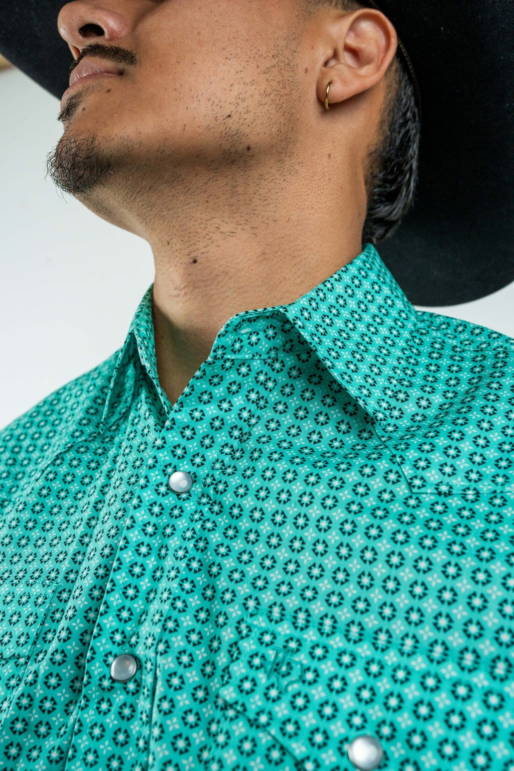 Texas Country - Turquoise Flowers Pearl Snap Long Sleeve Shirt (PS100L/T #1108) - Gomez Western Wear