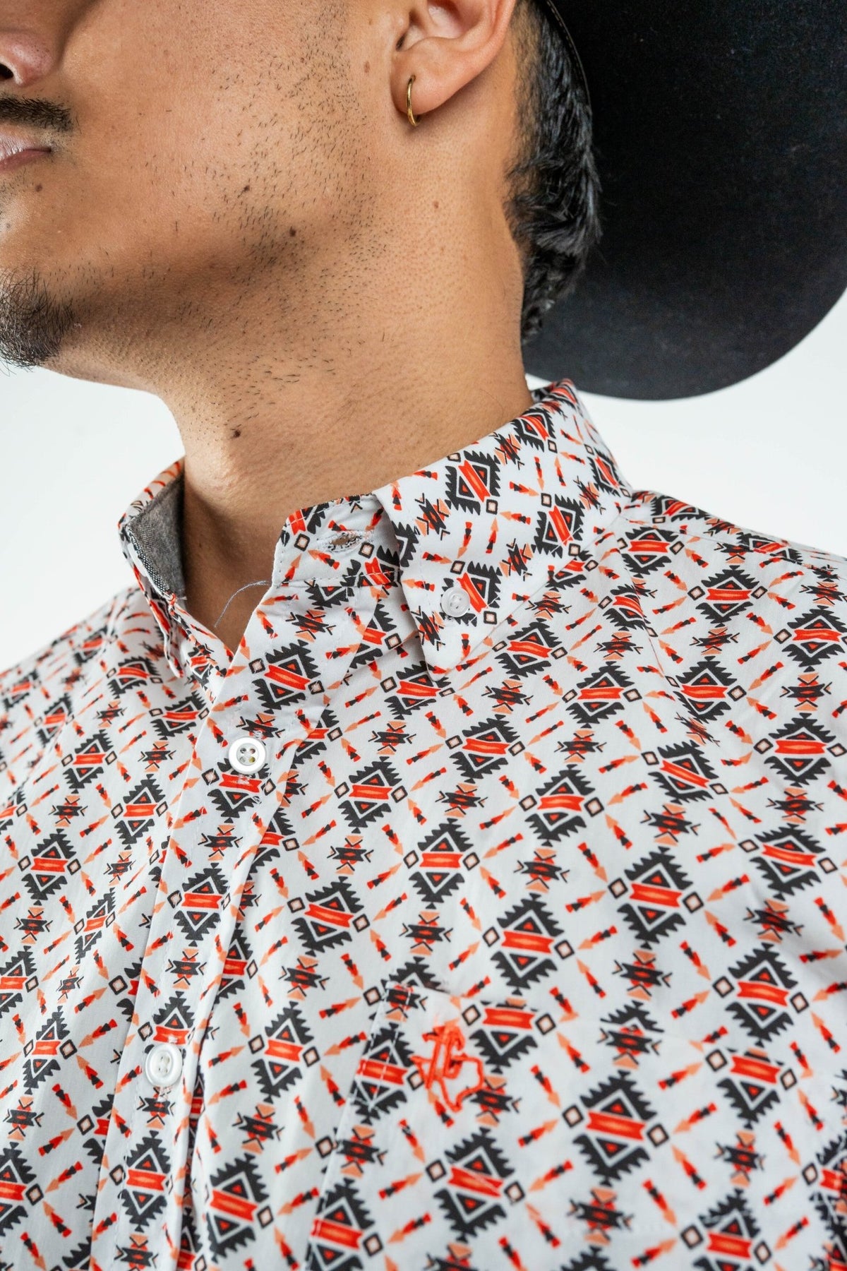 Texas Country - White Aztec Diamonds Button-Down Long Sleeve Shirt (MOD181) - Gomez Western Wear