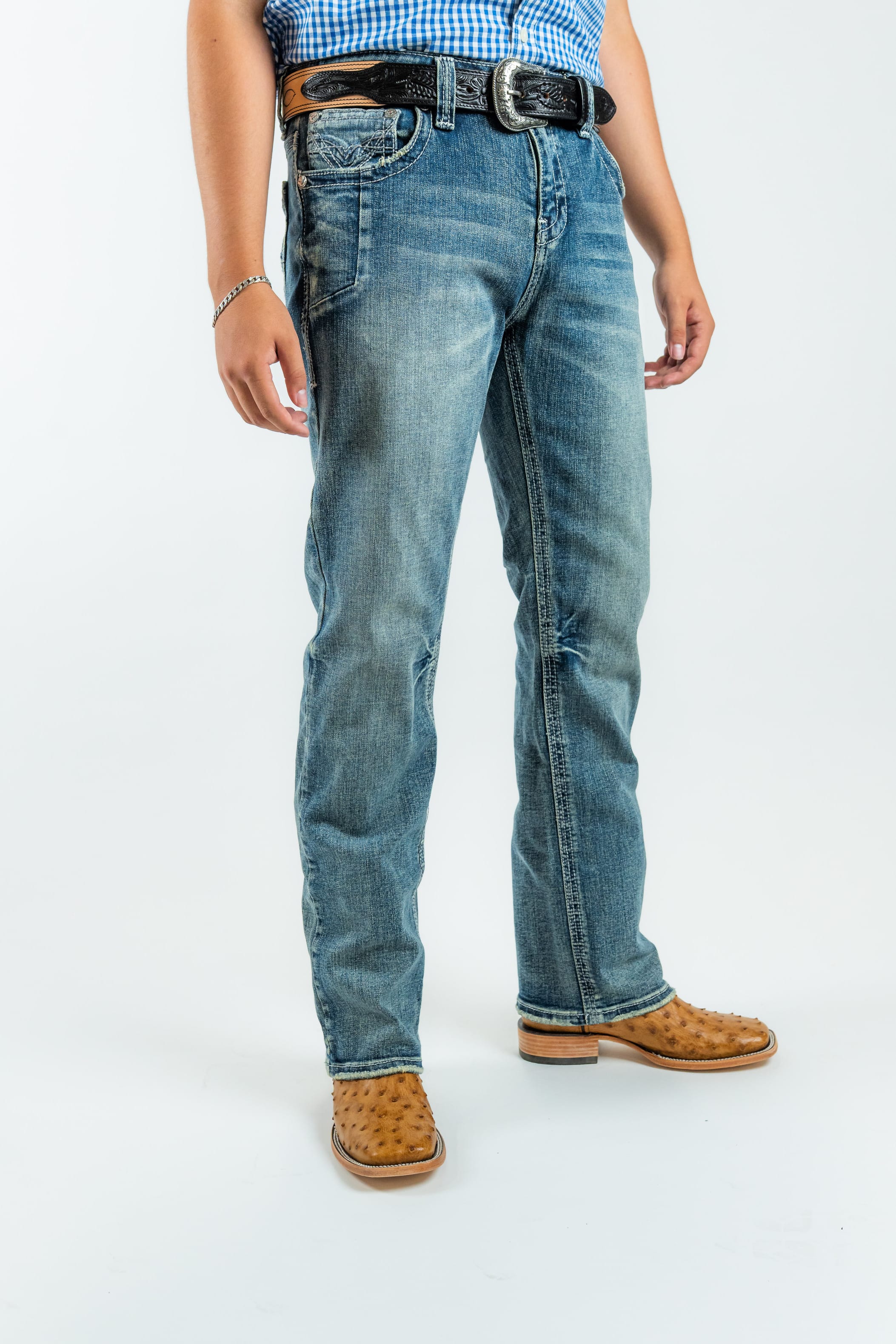 Western Blue Pantalones Western Blue - Men's Classic Modern Boot Cut Jeans (W484)