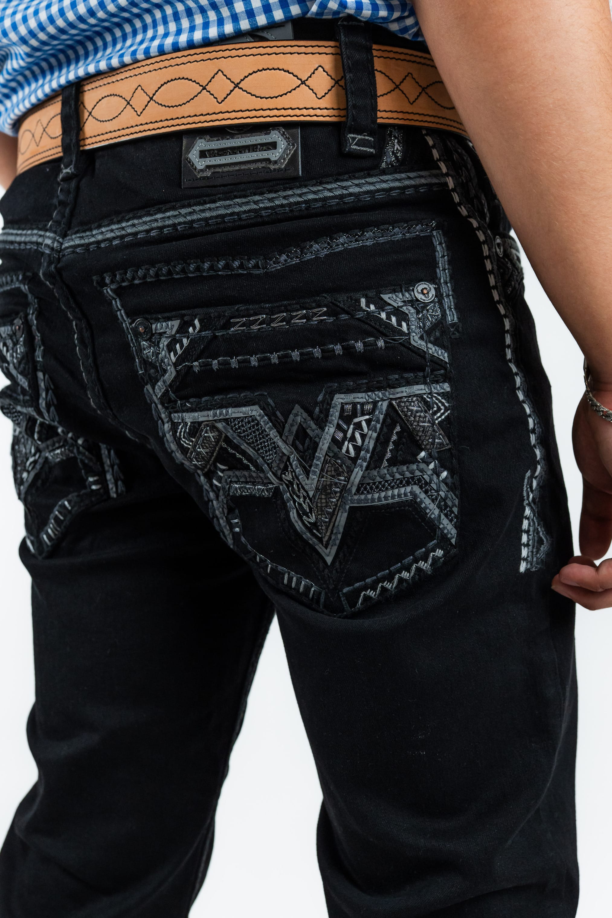 Western Blue Pantalones Western Blue - Men's Straight Leg Dark Denim Jeans (WJ2381)