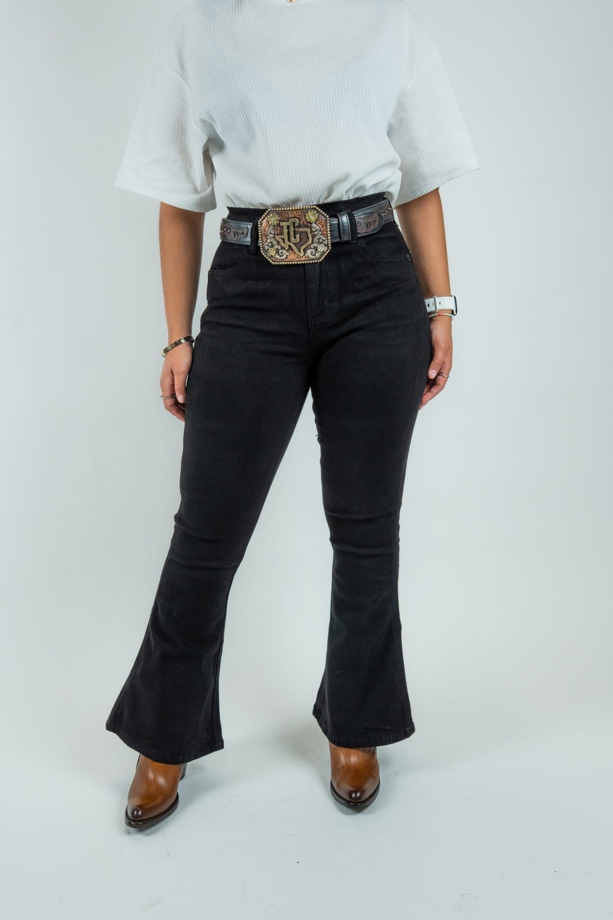 Women's High-Rise Flare Dark Denim Jeans (W2372-PB) - Gomez Western Wear